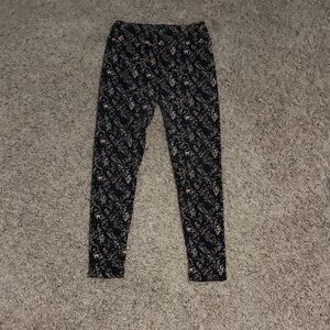 LuLaRoe Black and Pink Patterned Leggings